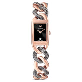 Cocktail Watch, Metal Bracelet, Black, Rose-gold Tone Plated